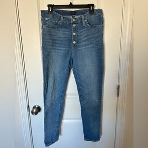 J. Crew Factory Women's Blue High-Waisted Button-Fly Jeans